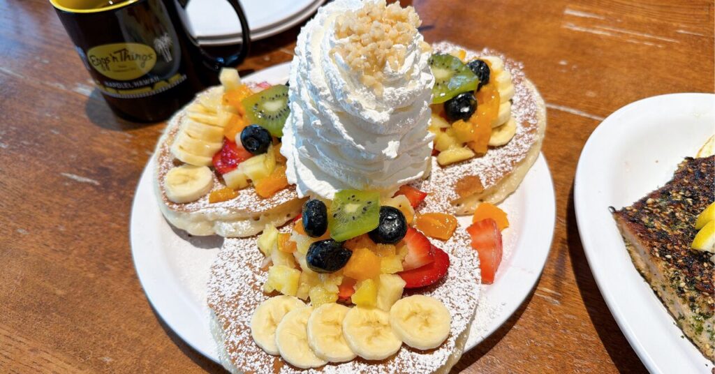 Fresh fruit rainbow pancakes
